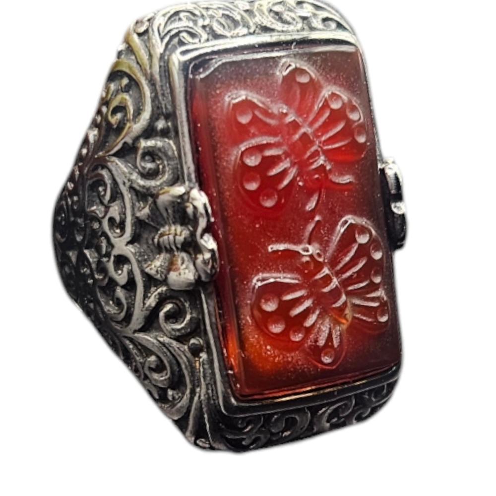Carnelian Butterfly Ring